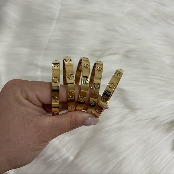 Stainless Steel Screw Cuff Bangle Love Bracelet 4 Stones and Screwdriver - Picture 5 of 7